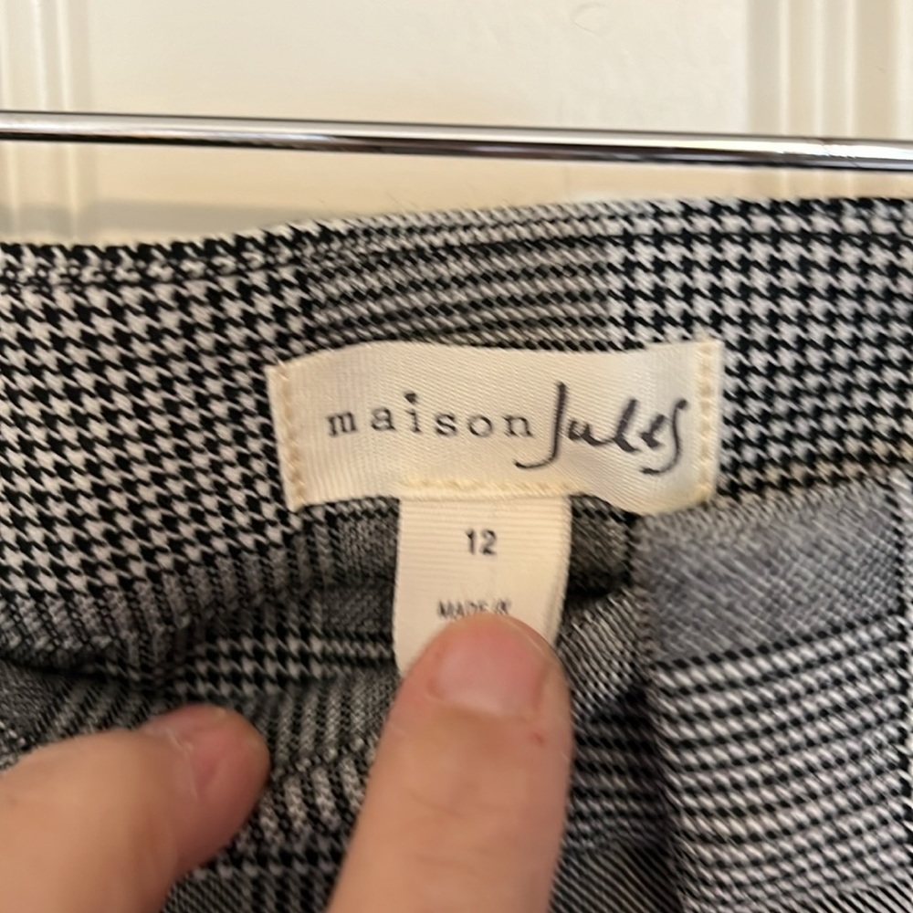 Maison Jules NWT Stardust Houndstooth Plaid Flat Front Slim Cropped Pants Sz 12 - Picture 7 of 13